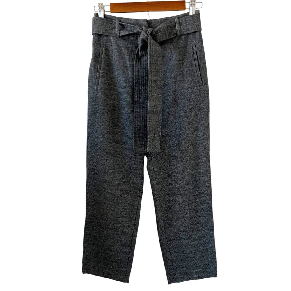 Wilfred High Waist Tie-Front Ankle Trouser In Gray Plaid Size 0
